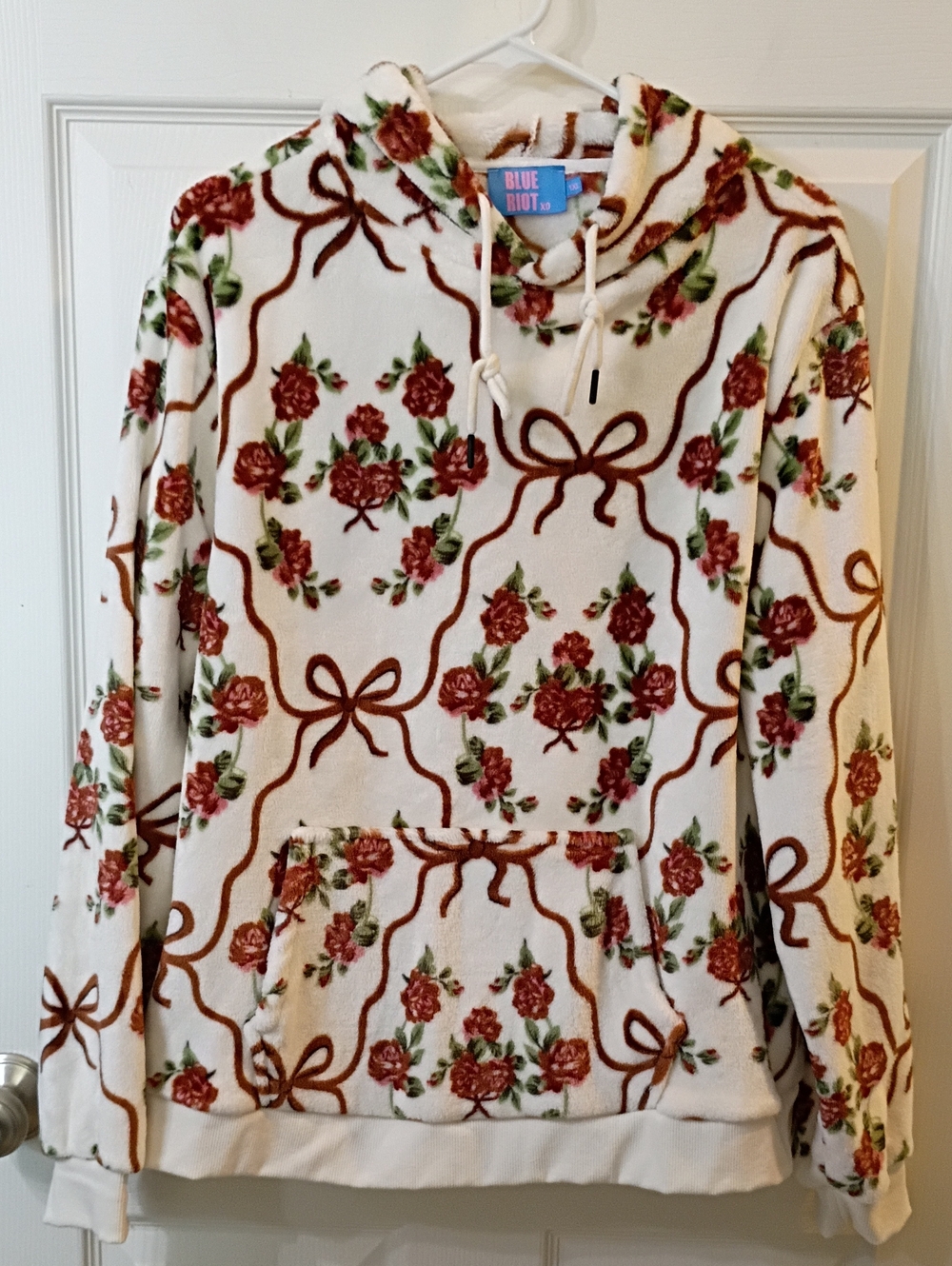 Cream Floral Hooded Sweatshirt
